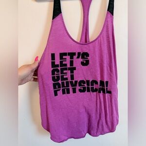 FLAWED- Let’s Get Physical Purple Racerback Tank Top